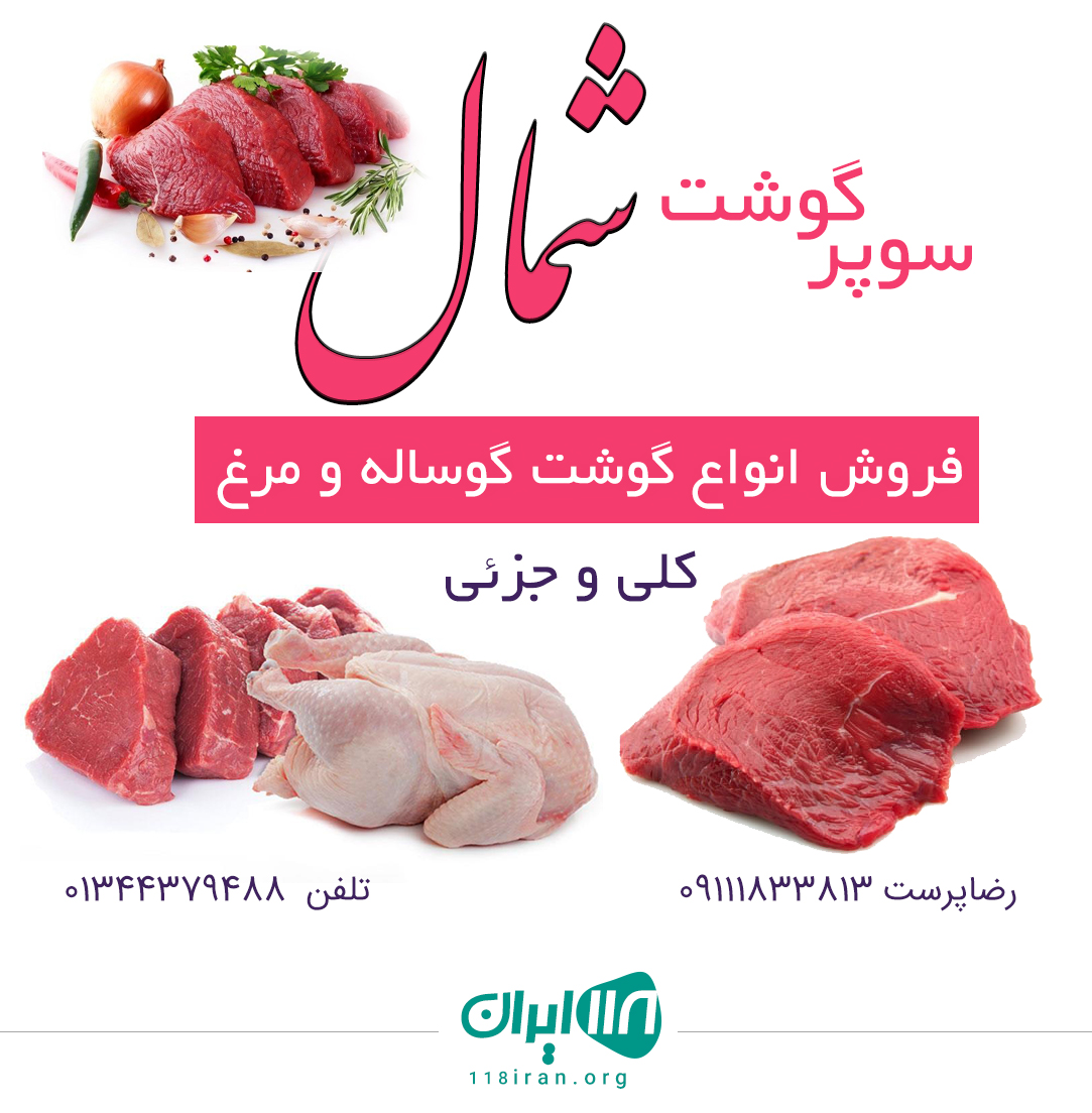 عرضه گوشت گوساله و گوسفند و مرغ شمال در رشت عرضه گوشت گوساله و گوسفند و مرغ شمال در رشت