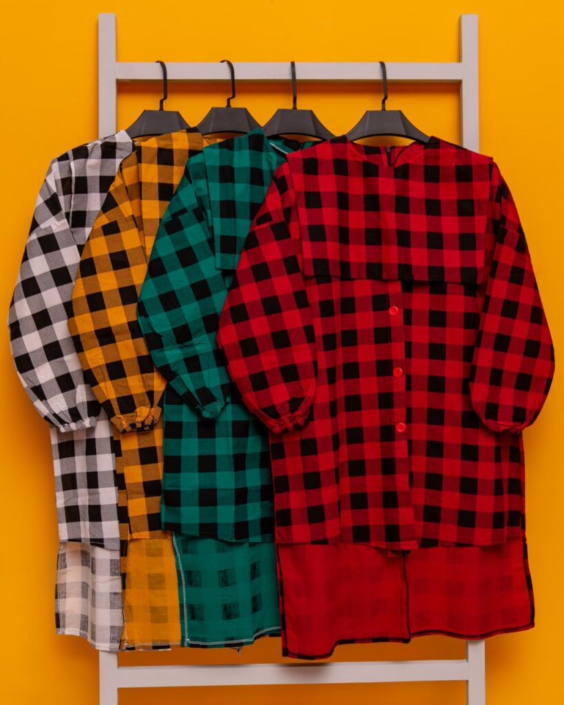 مانتو کتان چهارخونه