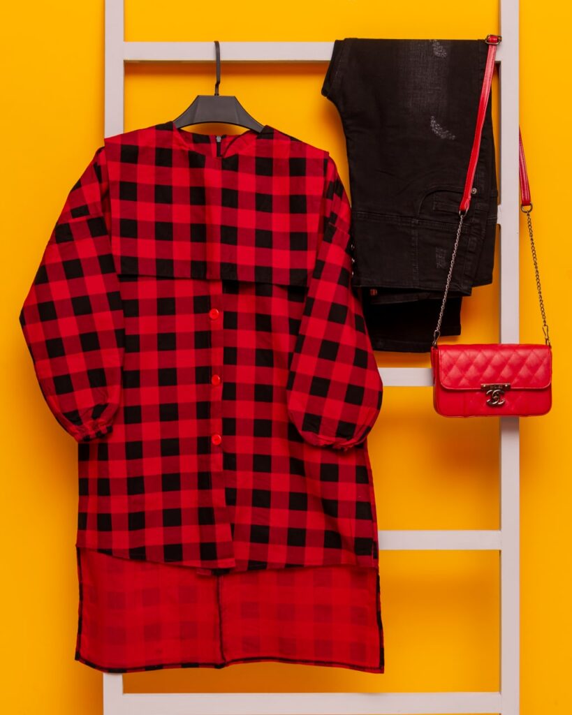 مانتو کتان چهارخونه